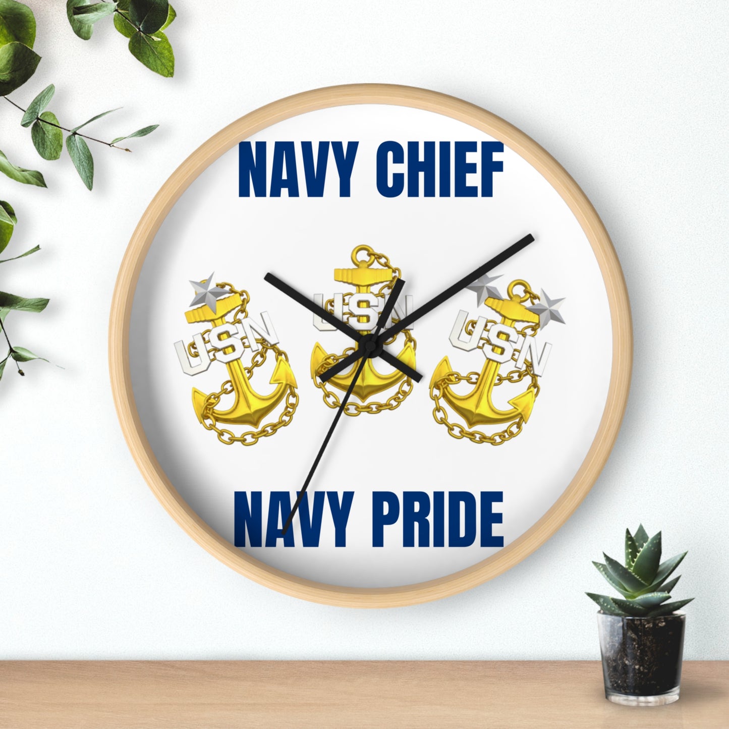 Copy of Navy Pride Wall Clock - Military Decor, Gift for Veterans, USA Patriotic Wall Art, Chief's Home Office Decor, Navy Chief Accessories