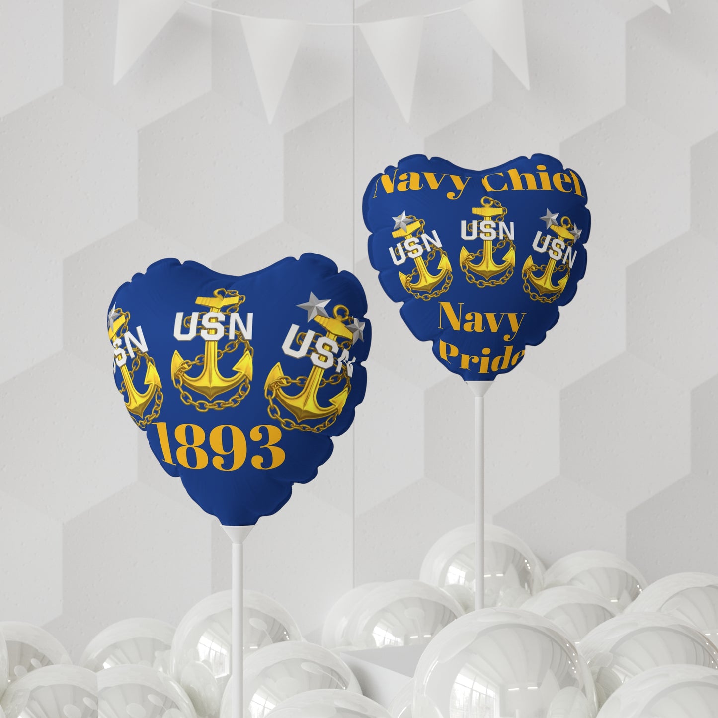 Navy Chief Pride Balloons | USN 1893 Navy Chief Balloons | Navy Themed Party Decor | Navy Chief Balloons | CPO Ceremony Decorations