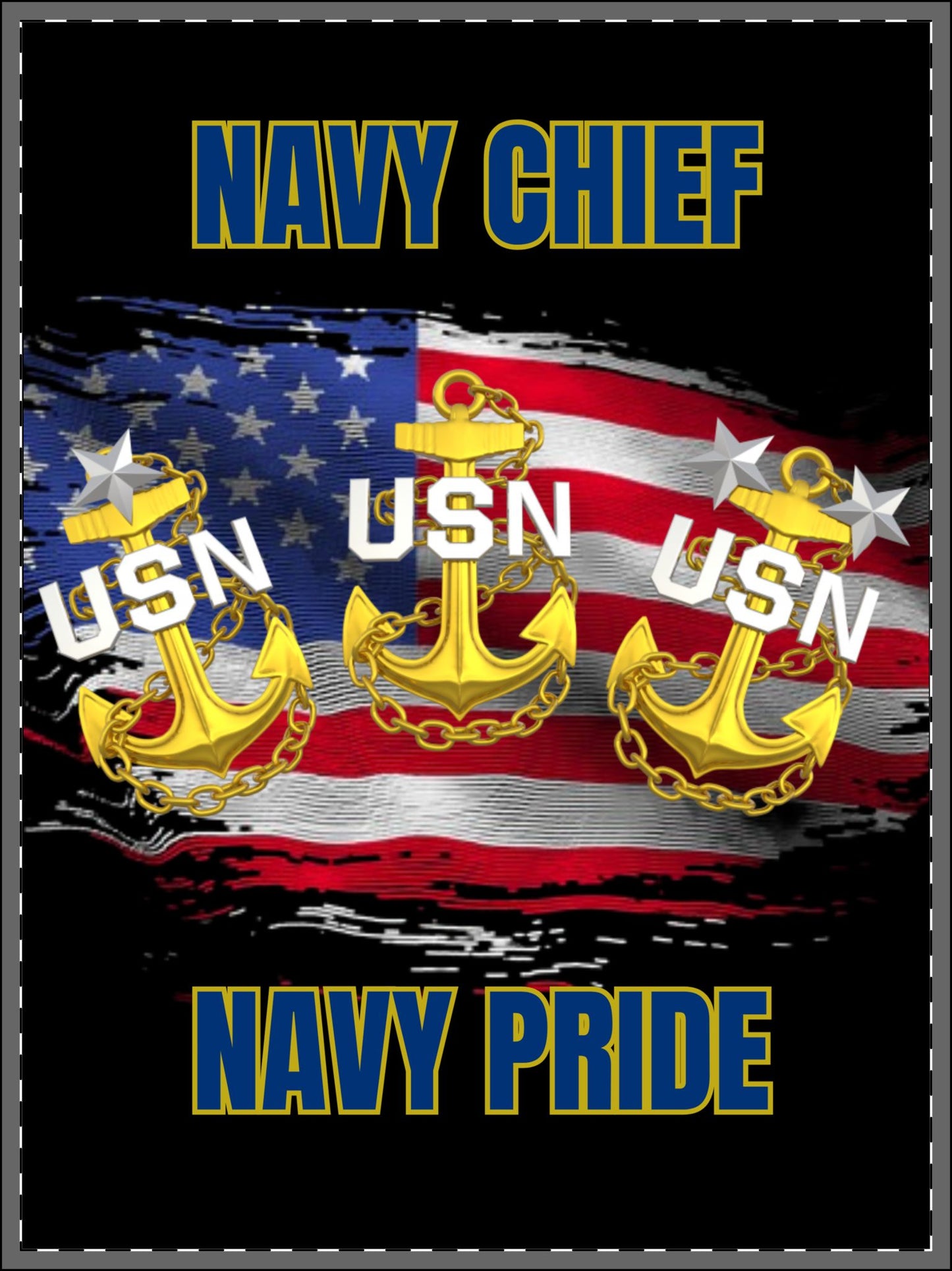 Navy Chief Navy Pride Framed Wall Art | USN Anchor Emblem Decor | Military Patriotic Art Print | Navy Chief Office Decor | USN Art Print