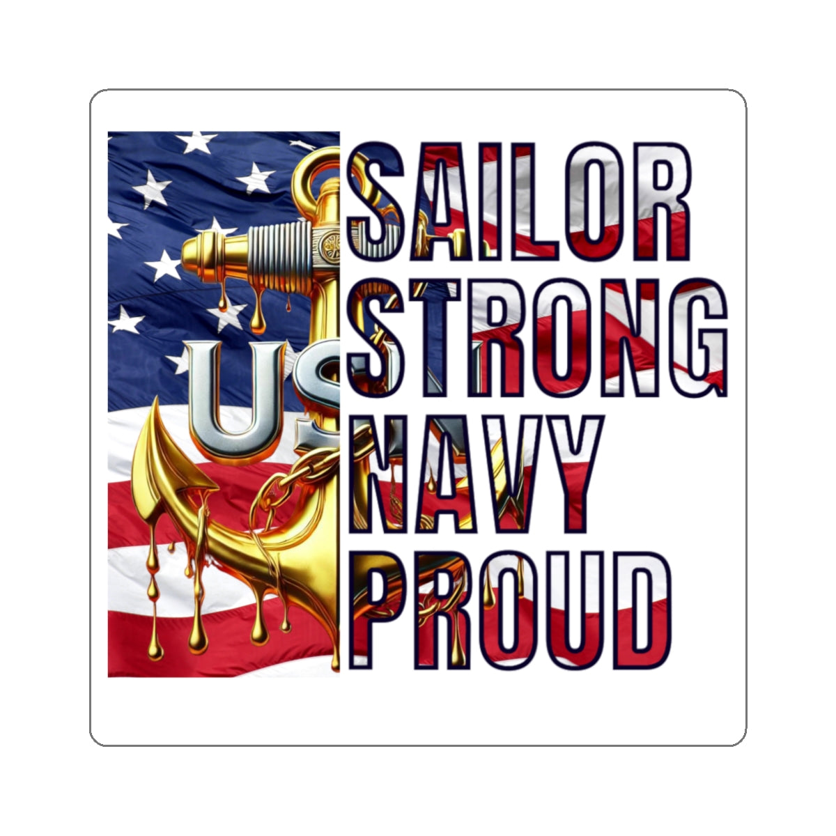 US Navy Chief Petty Officer Sailor Strong Navy Proud Vinyl Decal | CPO Anchor Emblem